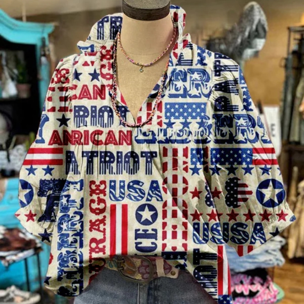 Patriotic Graphic Print Blouse